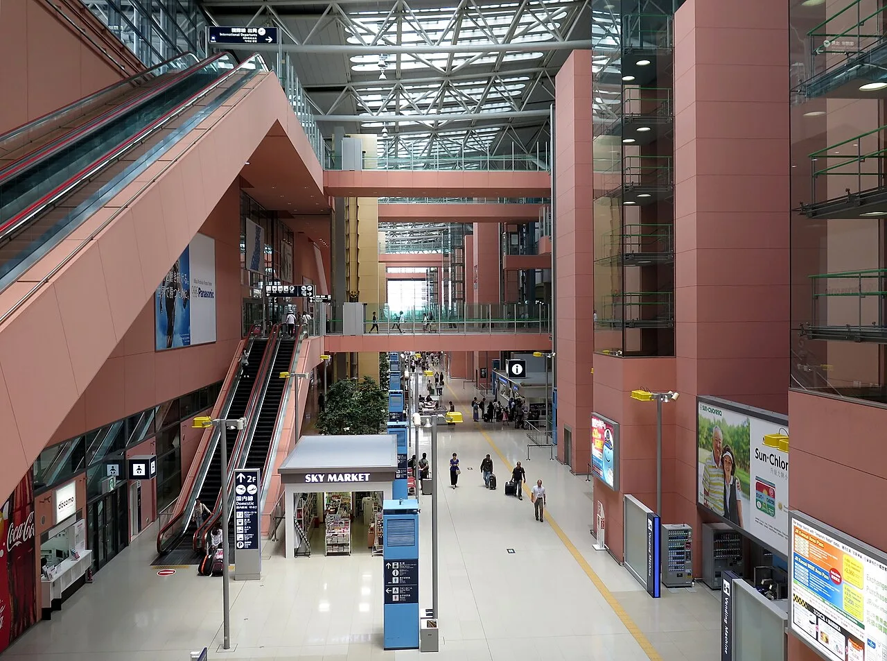 Inside the terminal at Kansai International Airport