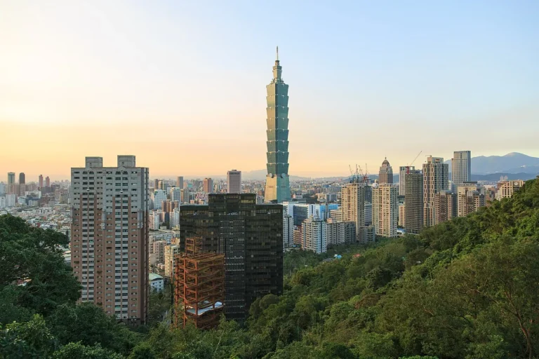 Taipei 101 tower rising above the Xinyi district skyline